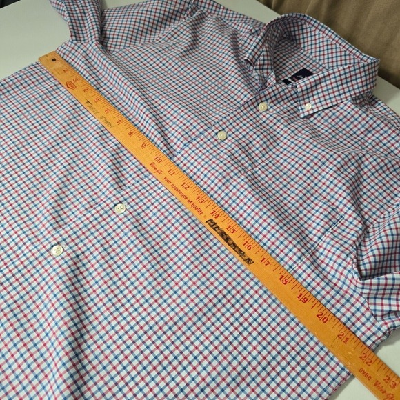 Johnnie-O Shirt Mens Medium Blue Red Plaid Button Up Prep-formance‎ Long Sleeve - Picture 9 of 12
